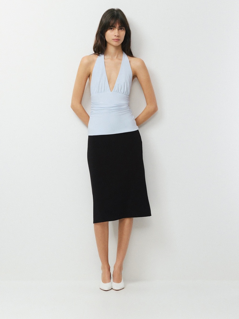 Aritzia Light Blue Halter Crop Top